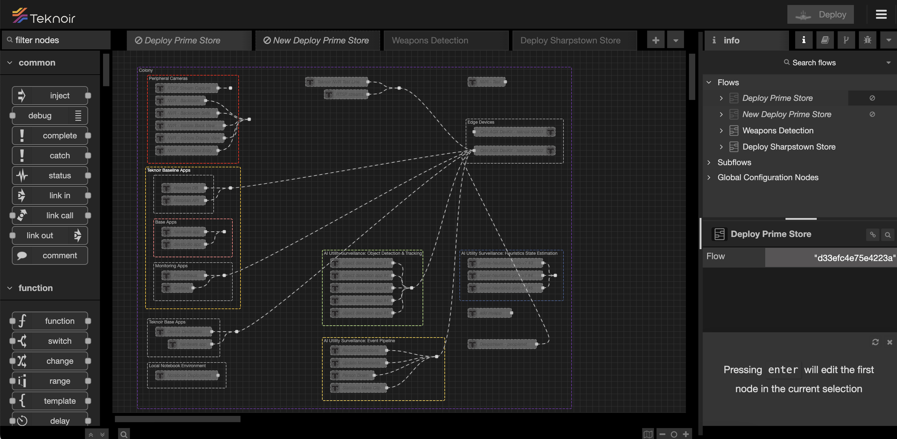 Teknoir original platform — node flow editor